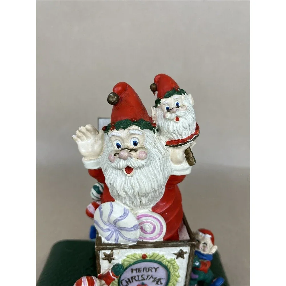 Vintage‎ Giny Inc Cast Iron Santa In A Box Adjustable Christmas Stocking Holder